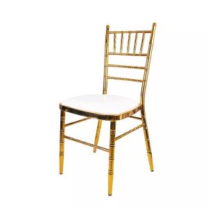 China Elegant Metal Frame Soft Catering Gold Gilded Chairs Scratch Resistant wholesale