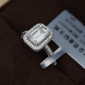 China DEF Color Moissanite Jewelry 18K White Gold Ring Emerald Cut Diamond For Wedding wholesale