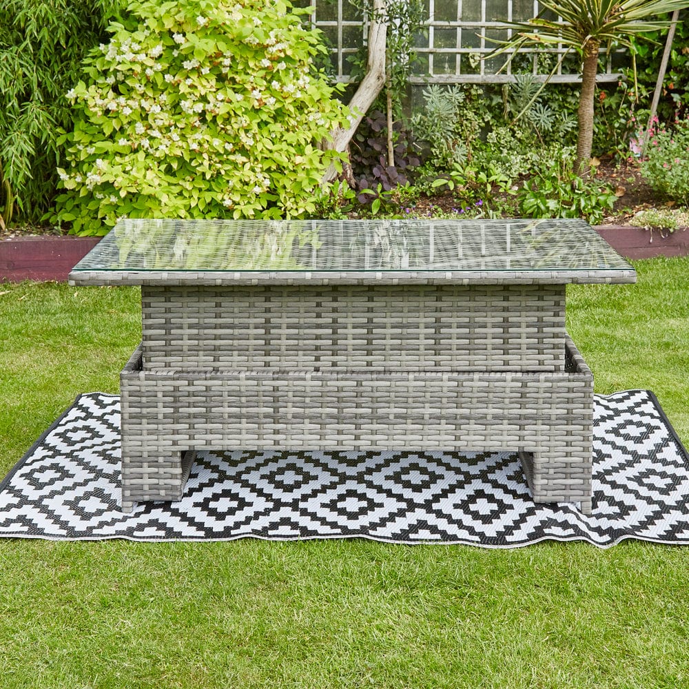 9 Seater Rattan Woven Garden Furniture Set with Modern Design and Adjustable Table