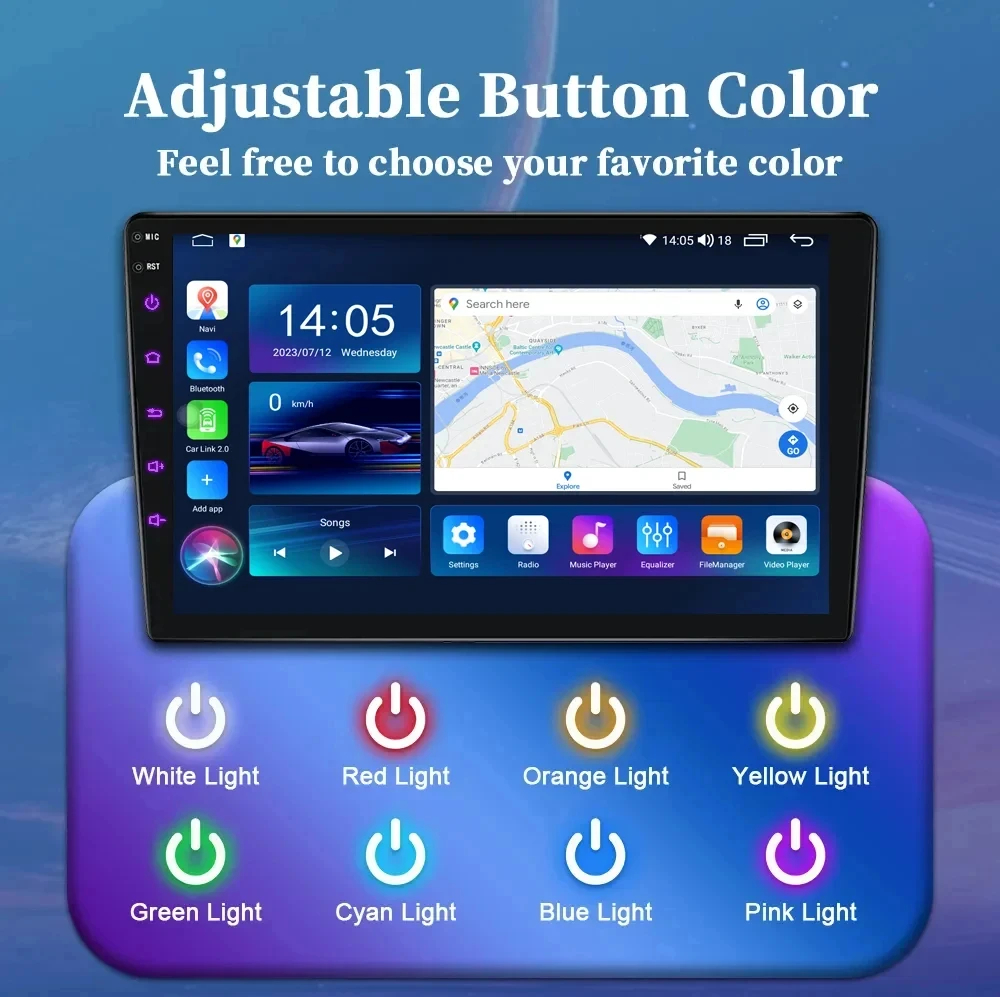 Android OS Universal 9/10/12/13 Inch Car DVD Player with Touch Screen and Navigation