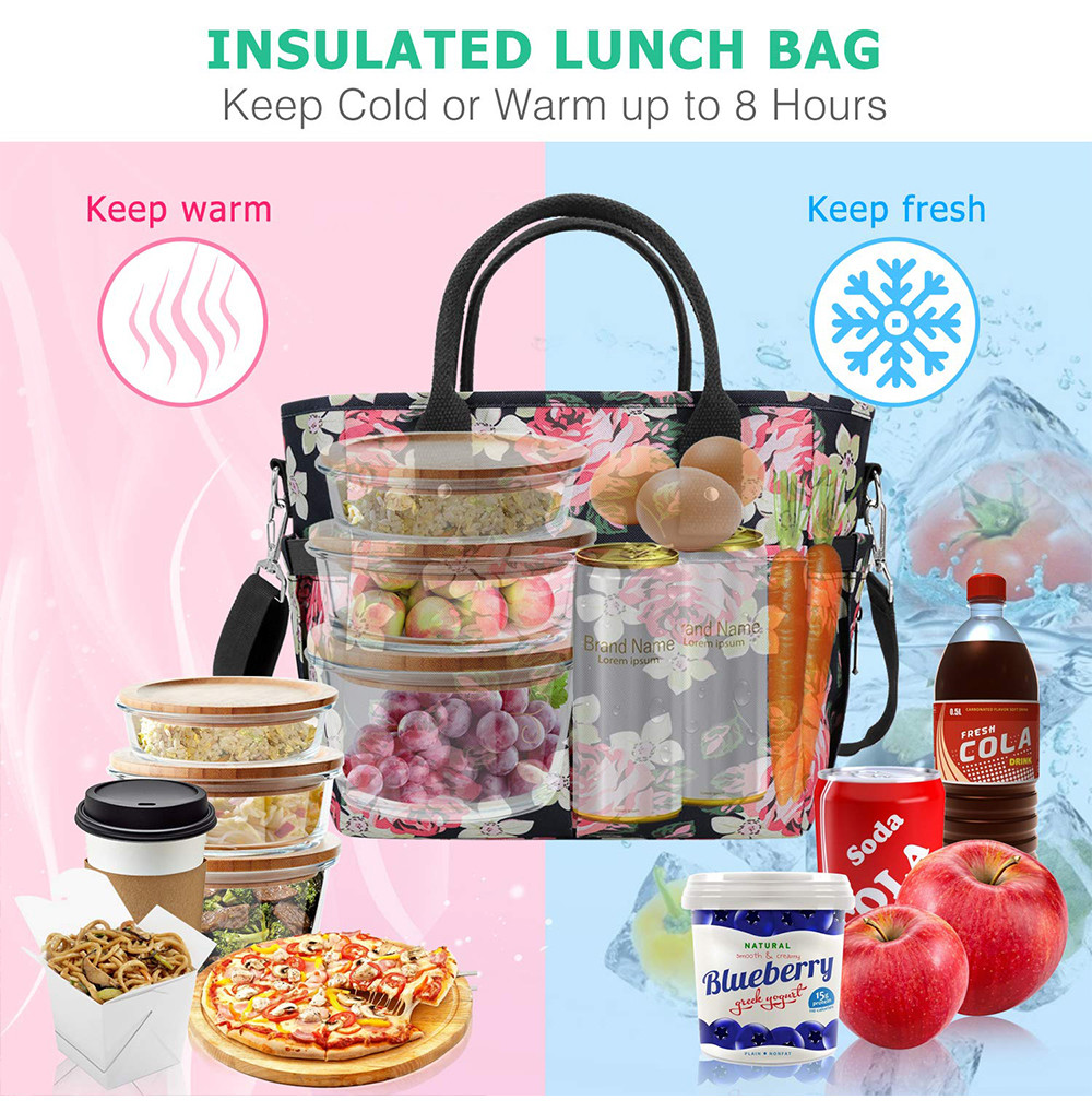 Fashion Lunch Tote Bag with Detachable Shoulder Strap for Women