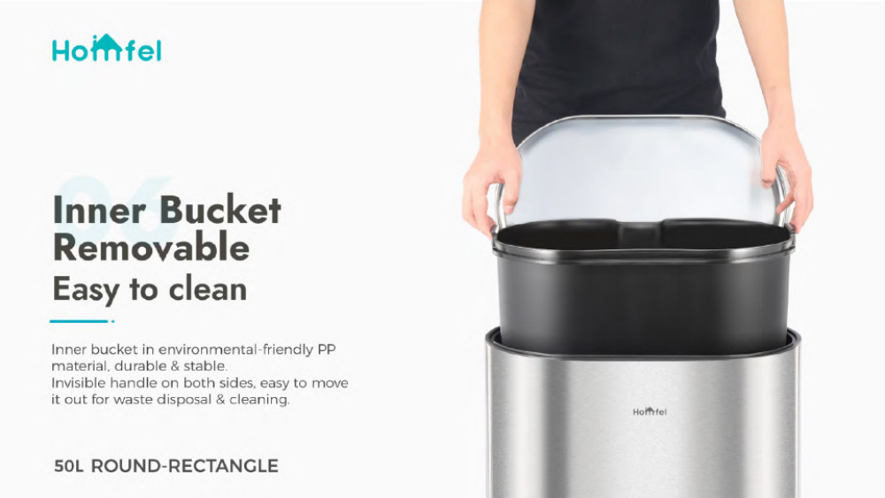 rounded rectangle trash can Stainless Steel Rolling Cover Step Pedal Trash Bin for kitche bathroom Office 6L 12L 30L 50L
