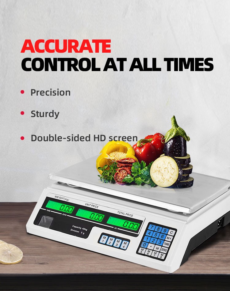 Durable Veidt ACS-A9 30kg/40kg Stainless Steel Electronic Digital Weighing Scale for Kitchen 1g Computing Weight Polygon