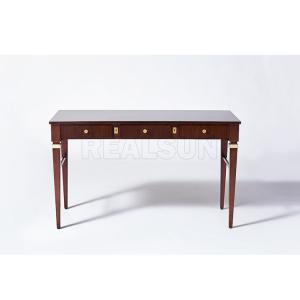 China Antique MDF Wooden Writing Desk With Walnut Veneer Solid Wood Legs with Three Drawer on sale
