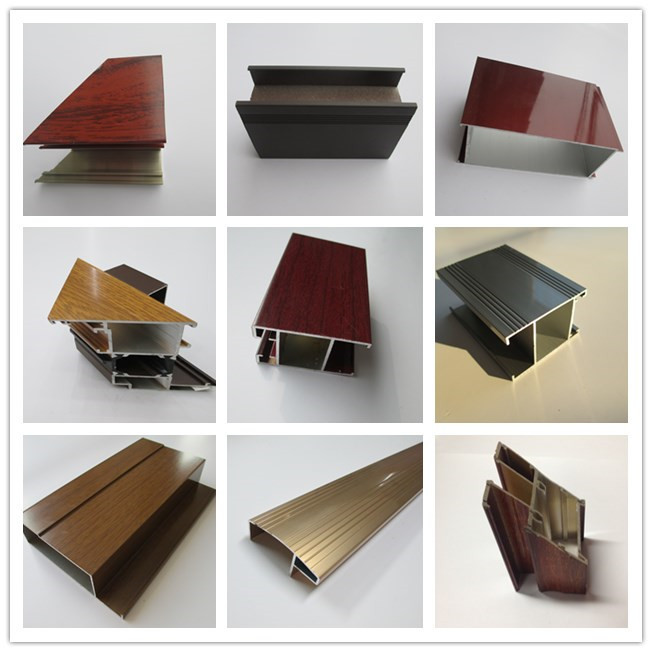 Mahogany Wooden Grain Transfer Aluminum Door Profiles For Door Cover