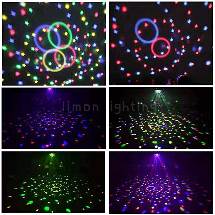 6pcs Star Gobo Effect USB MP3 Remote Controller LED Crystal Magic Ball Light