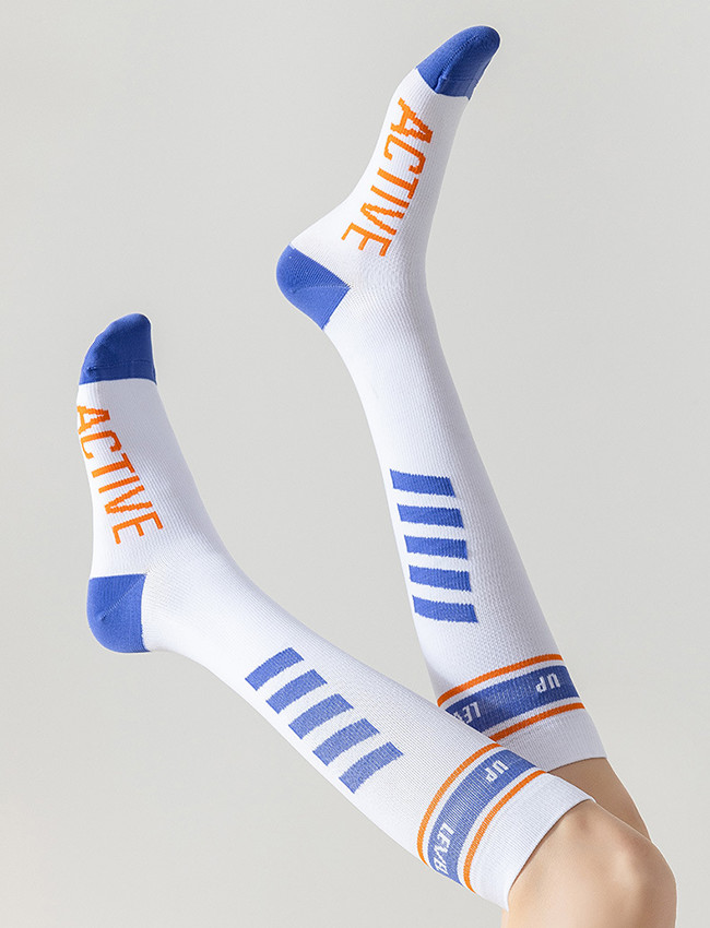 Breathable Compression Running Socks Cotton / Nylon Athletic Compression Stockings