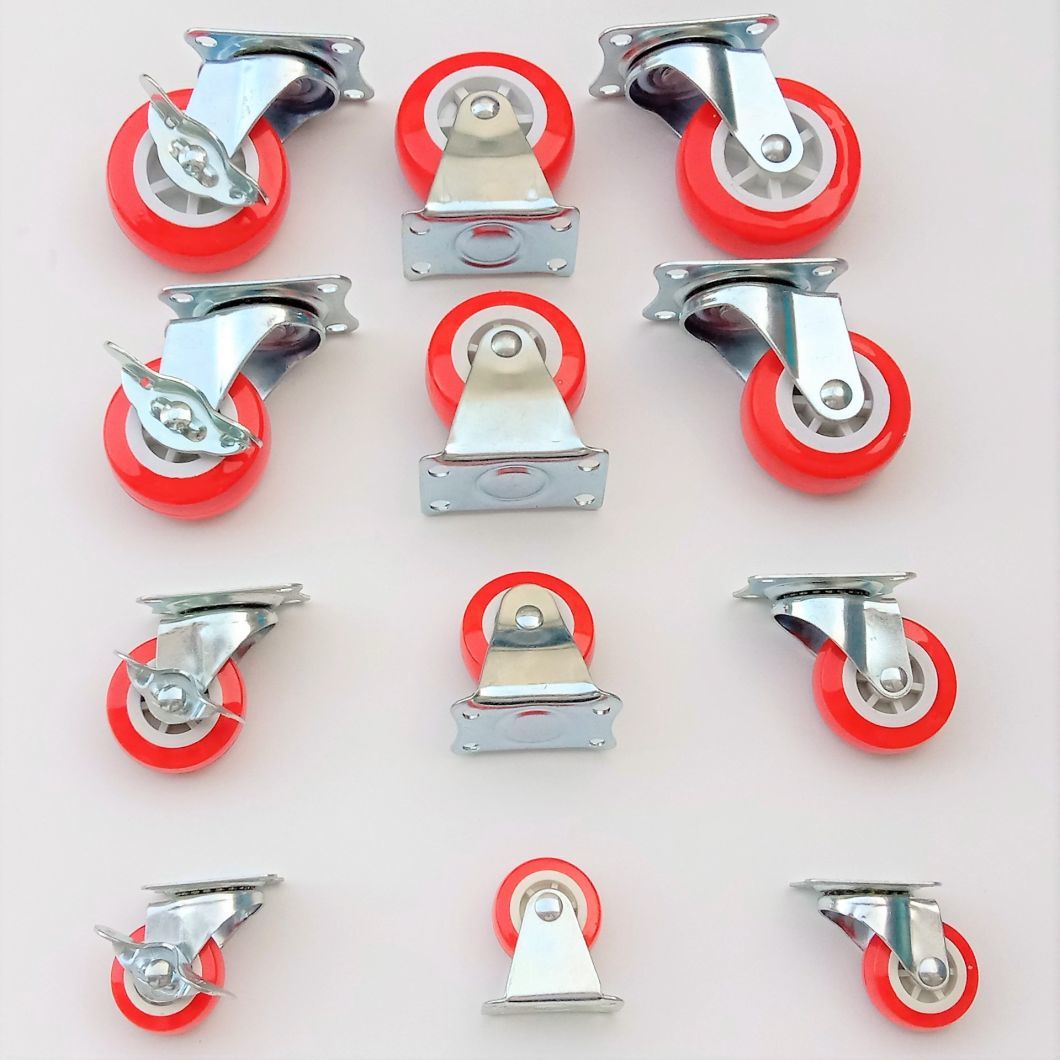 Light Duty 1inch to 3inch Furniture Plastic Red Swivel Caster Wheel