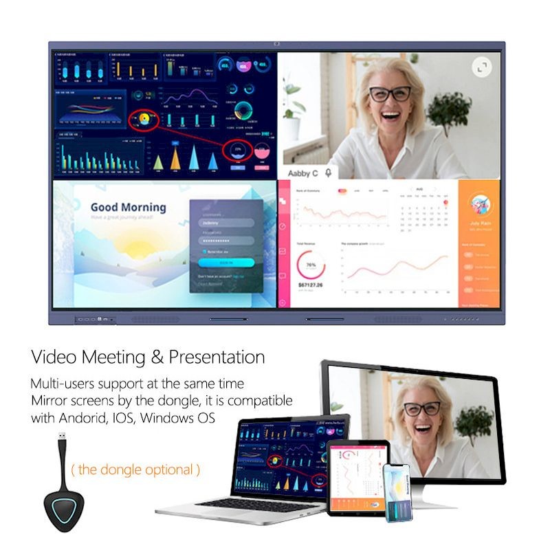 75 86 Inch Interactive Flat Panel Display PCAP All In One Touch Screen