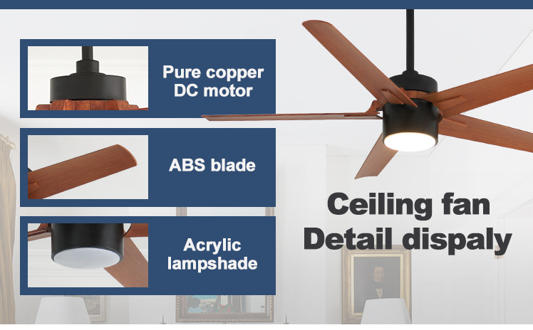 10-Year Motor 52-Inch 5-Blade LED Ceiling Fan with 3 Color Lighting and ABS Blades