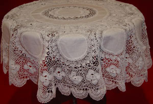 christmas tablecloths cotton and linen, Tablemat, Corcheted Lace Table linen, Tablecloth