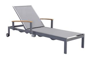 China Wheel Poolside Chaise Lounge Height Adjustable Outdoor Sunbed wholesale