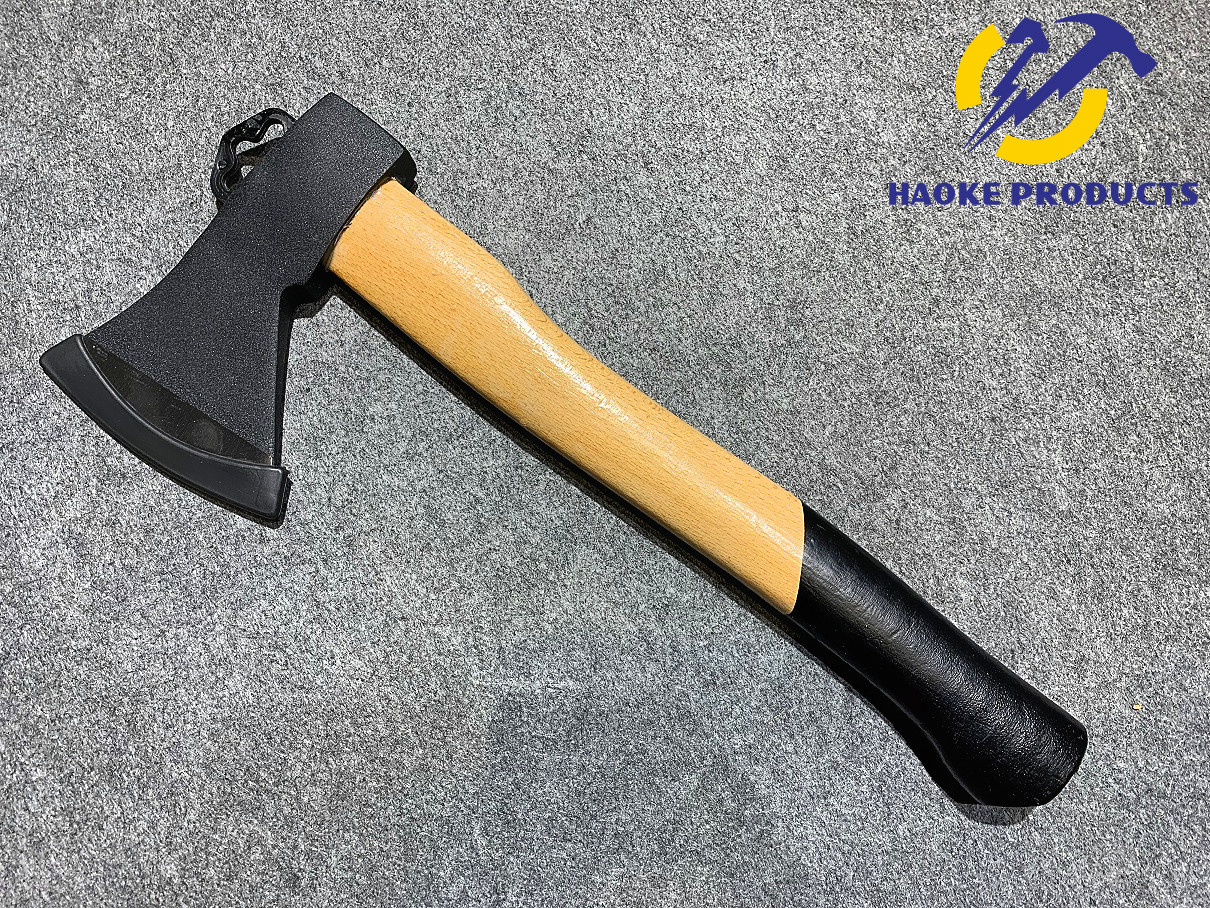 600G Size Forged Steel Materials Axe with Natrual color wooden handle and hook