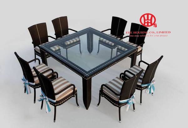 Modern dining room wicker furniture leisure rattan dining table and chair