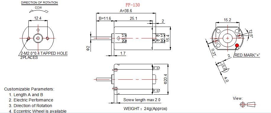6v 12v Mini Household Electric Motors With Metal Brush / Carbon Brush