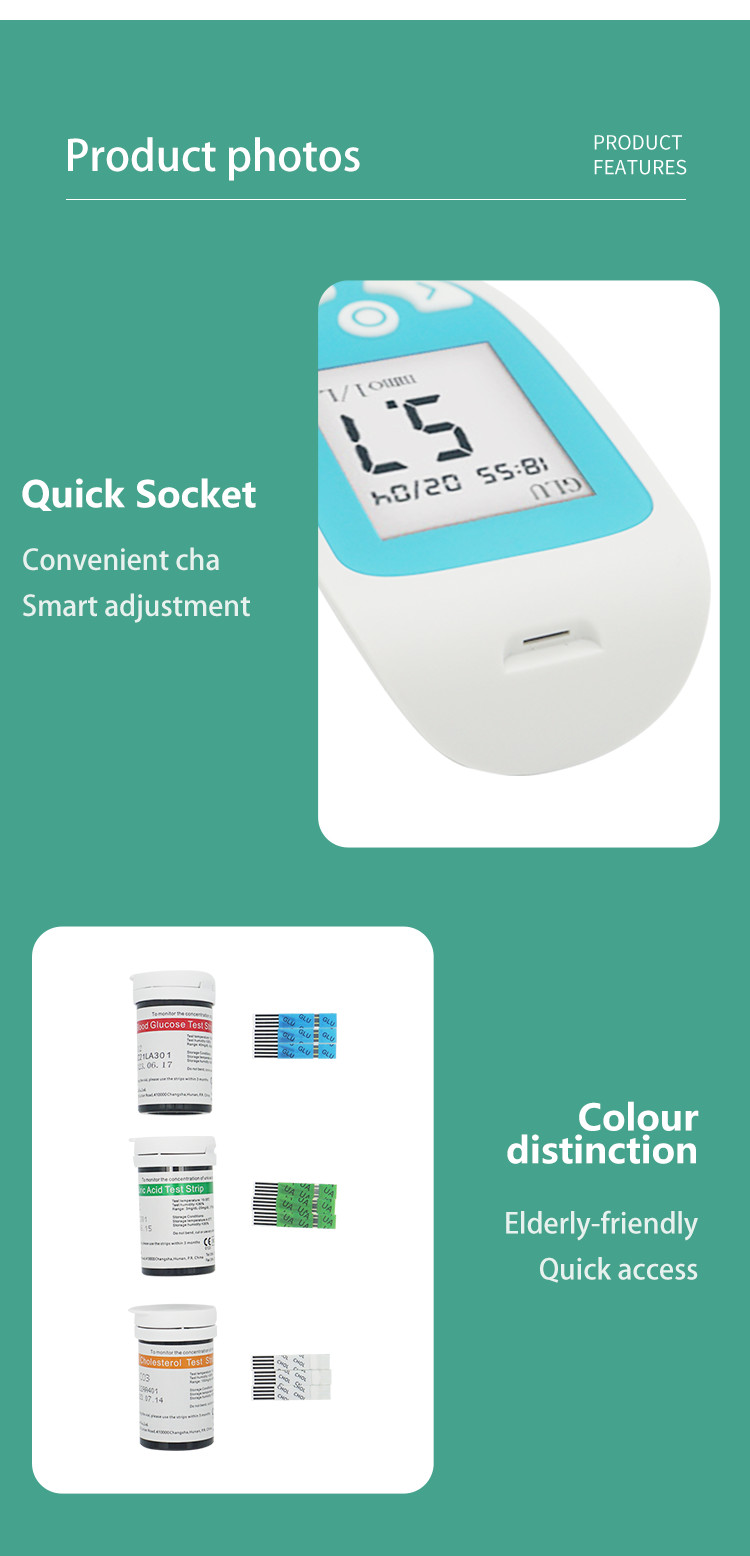 Uric Acid Home Glucose Monitors 60s Multifunction