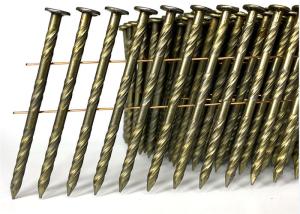 China 120pcs / Coil Coil Roofing Nails Yellow Twisted Shank Construction wholesale