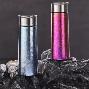China Portable Elegant Ultralight Metal Water Bottle Titanium Explorer Flask Hammered Finish 360ml Adventure Water Bottle Superior Corrosion Resistance wholesale