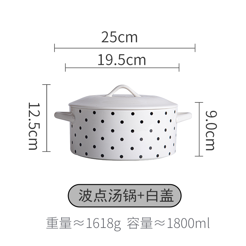 Double Handle Ceramic Tureen Serving Bowl for Salad and Soup at Home