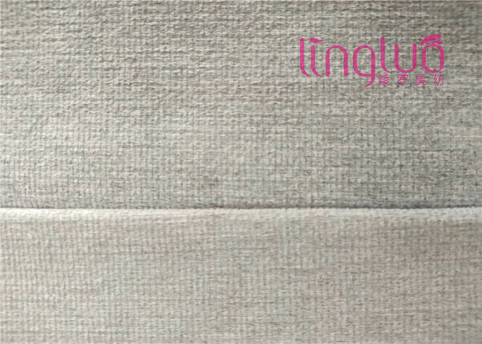 Custom Plush Grid Polyester Linen Fabric For Sofa , Good Color Fastness