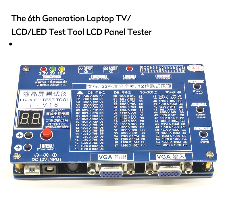Laptop TV LED LCD Panel Tester Support 7- 84" W LVDS Interface Cables Inverter