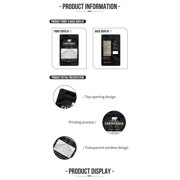 Custom Moisture Proof Plastic Zipper Packaging Pouch Food Packaging Bag Meat Packing Bag