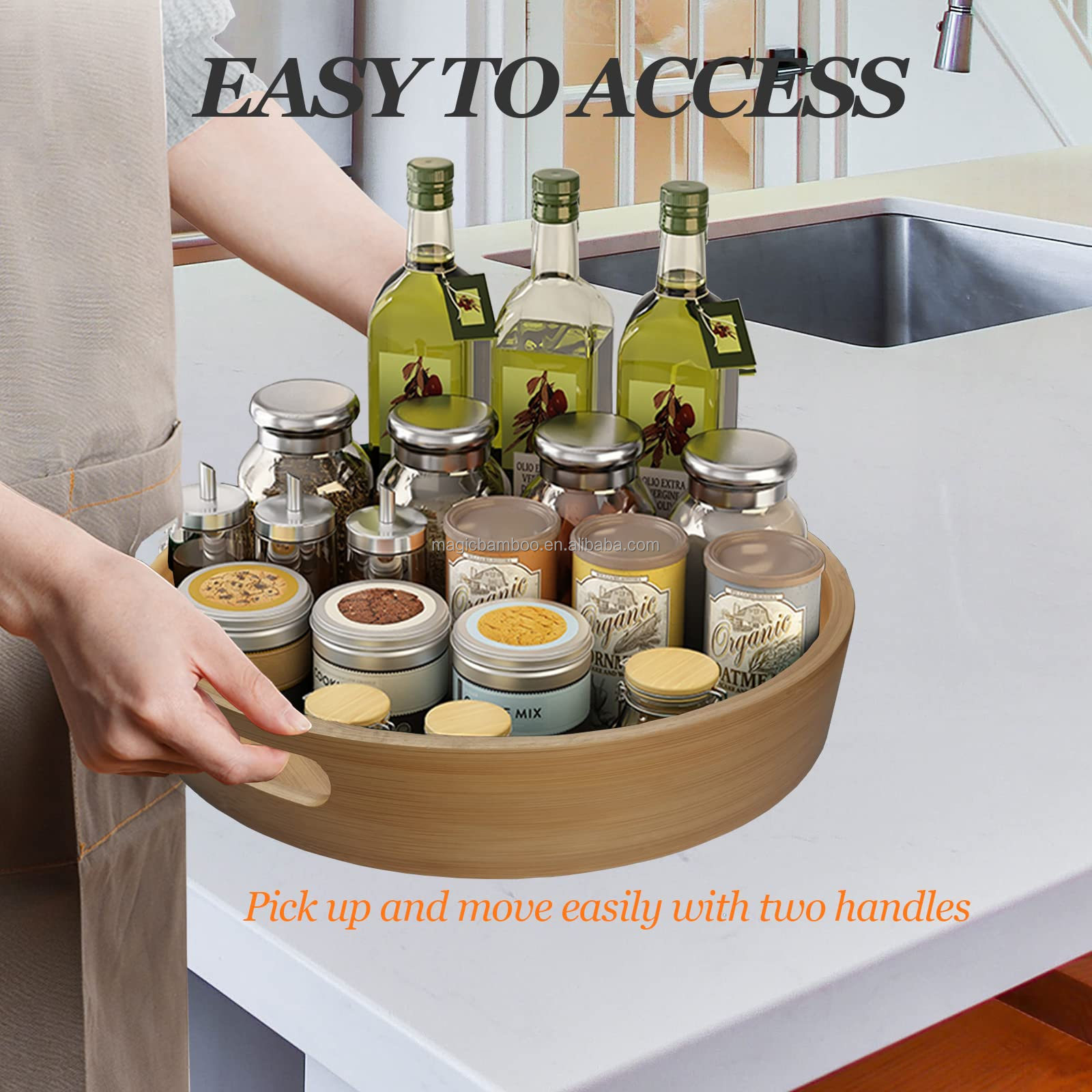 10 Inch Bamboo Lazy Susan Turntable for Kitchen Counter Top Functional and Design