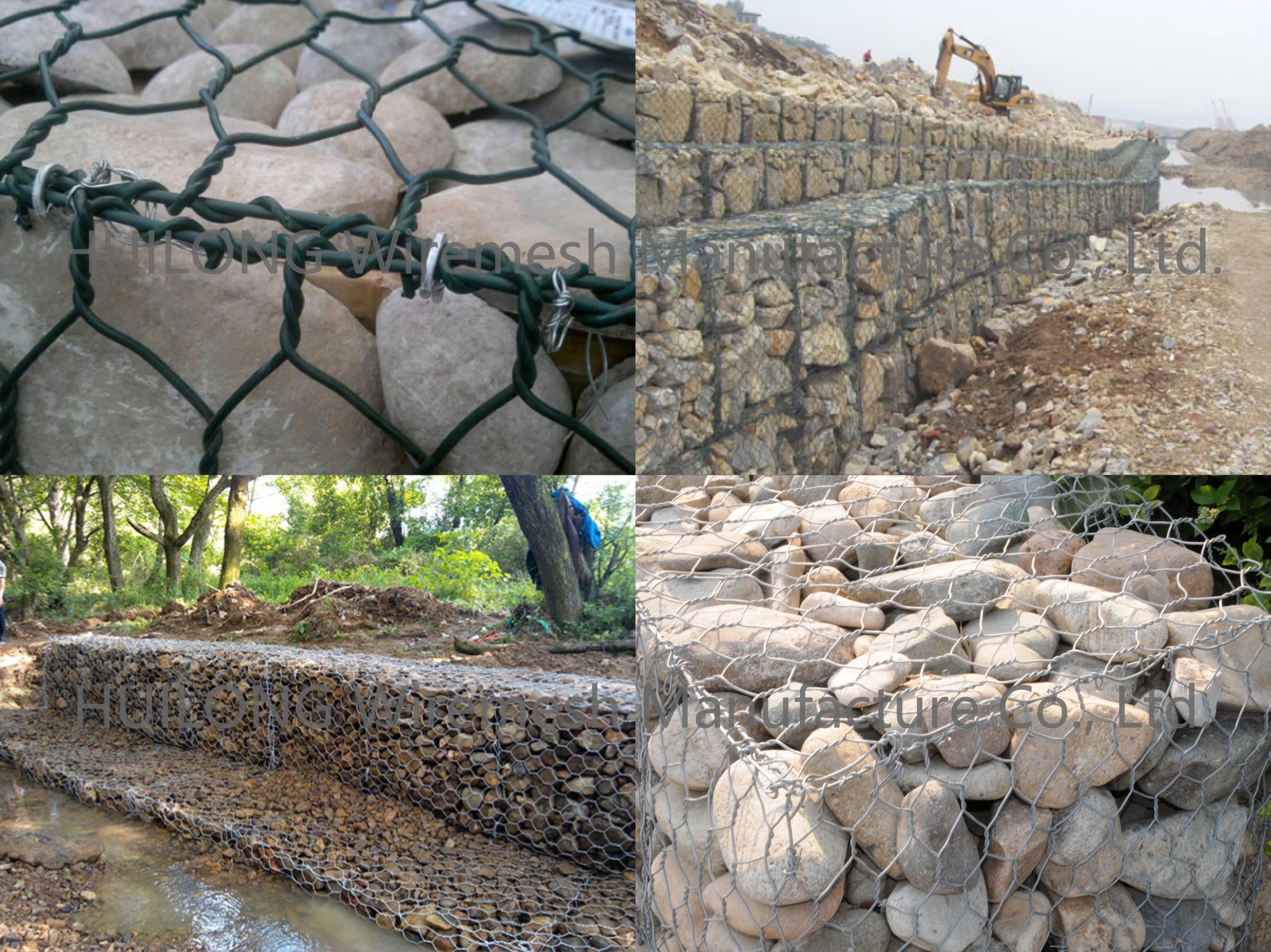 High Strength Gabion Box Wire Mesh , dia 3.4mm Rock Filled Gabion Cages