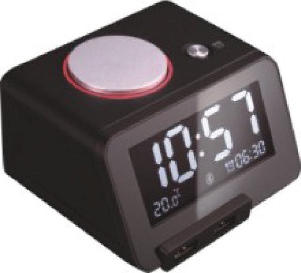 Quality FM radio Hotel Alarm Clock Wireless Music Player With 2 USB Charging Ports for sale