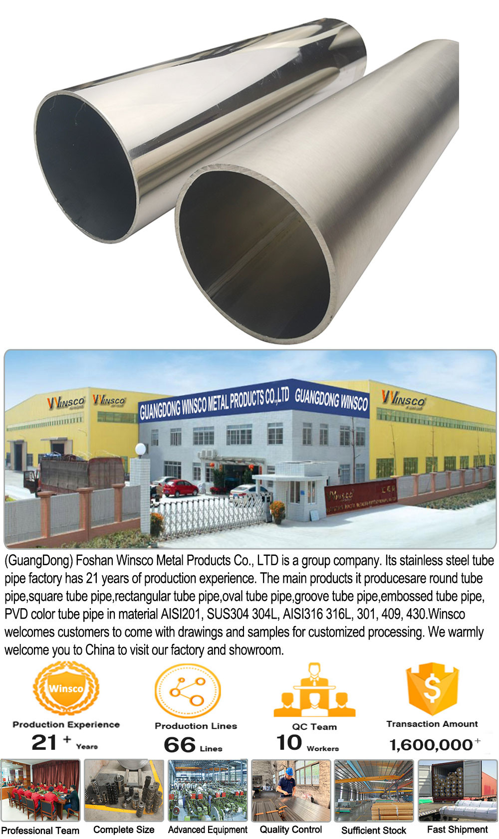 3'' OD 1.2mm-5.0mm Thickness Inox Round Tube SUS 201 304 316 Mirror Satin Finish 76.2mm Stainless Steel Pipe