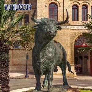 China Outdoor decorative metal animal life size cast bison Bronze sculpture wholesale