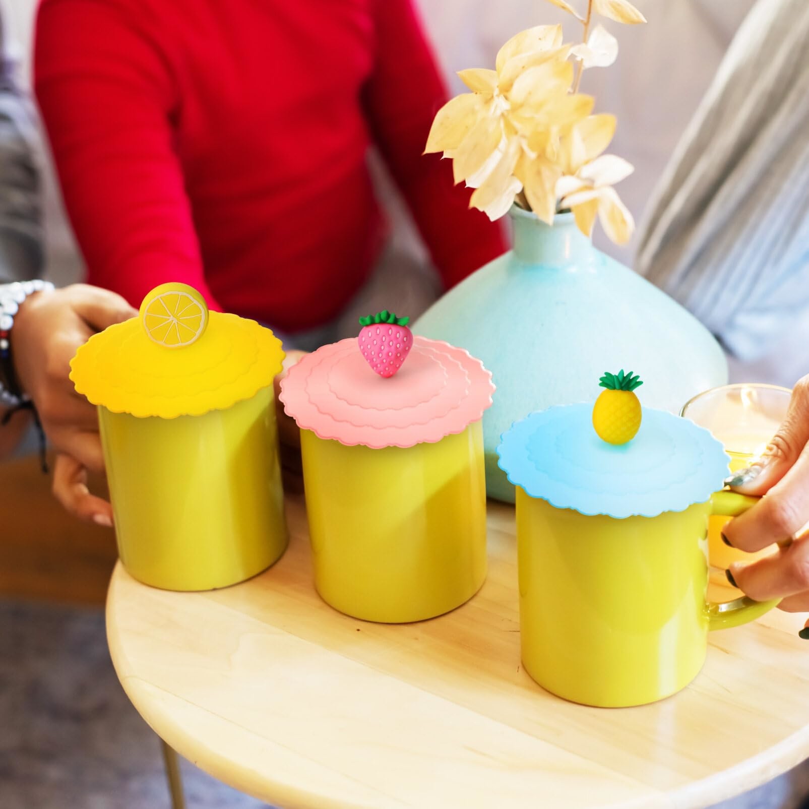 Silicone Mug Lid Cover, Colorful Anti-Dust Silicone Mug Cover Cute Reusable Silicone Lids For Cups Mug Beer Glass Indoor