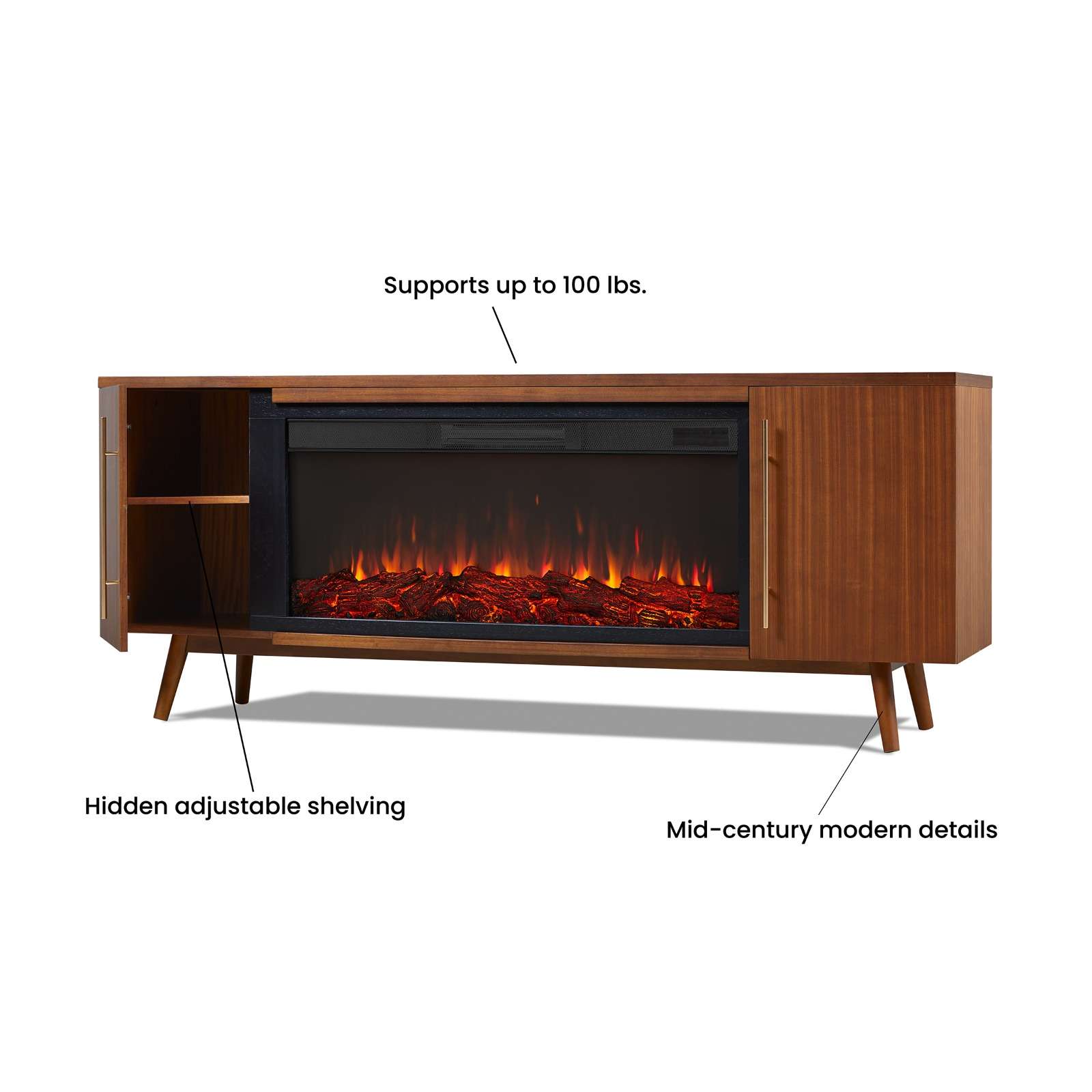 Electric Fireplace TV Stand with Adjustable Thermostat and NO App-Controlled by AJUNION
