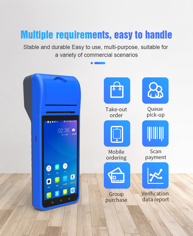 5.5 Inch Capacitive Touch Screen POS with Built-in Thermal Printer and Android System
