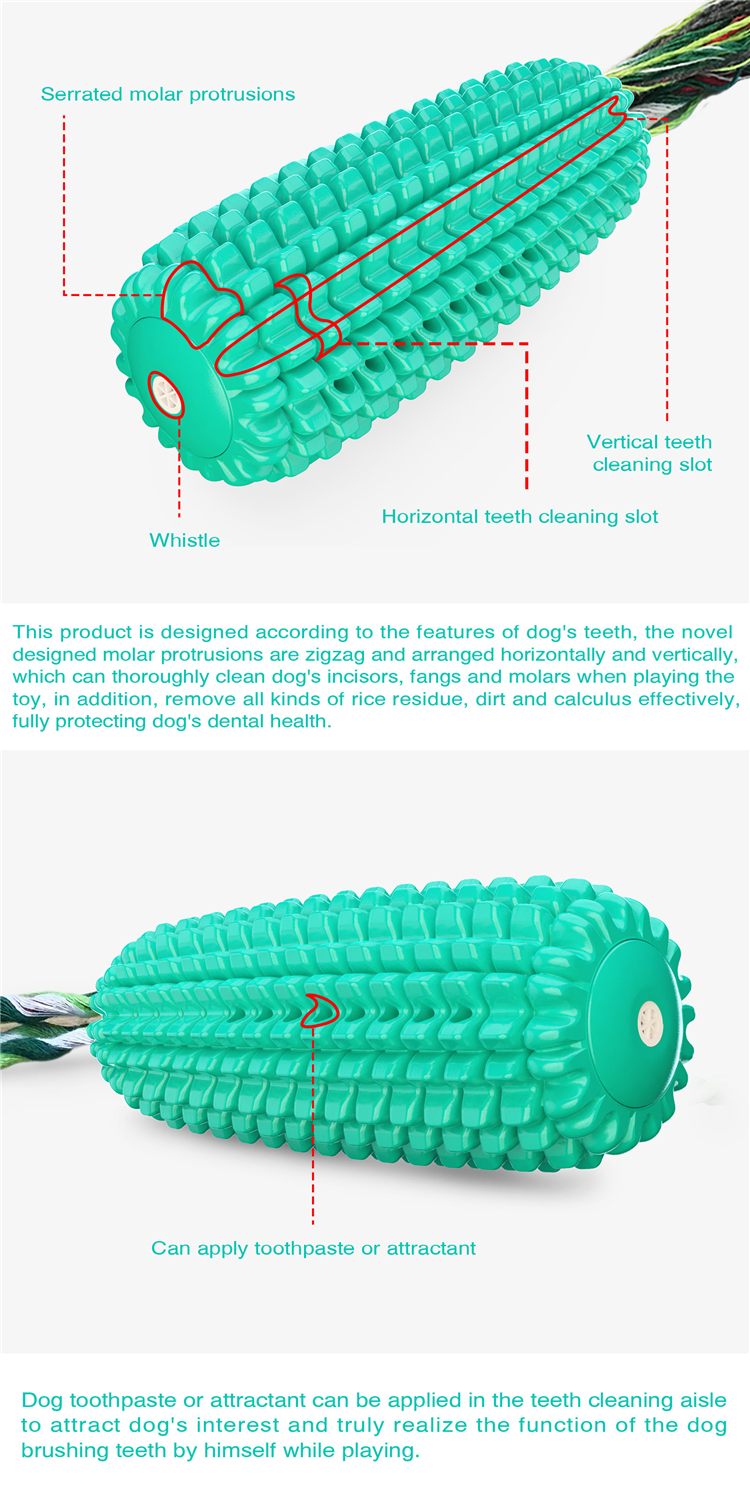 Pet Dog Toothbrush Chew Cute Pet Toys Puppy Chew Corn Toys With Sound