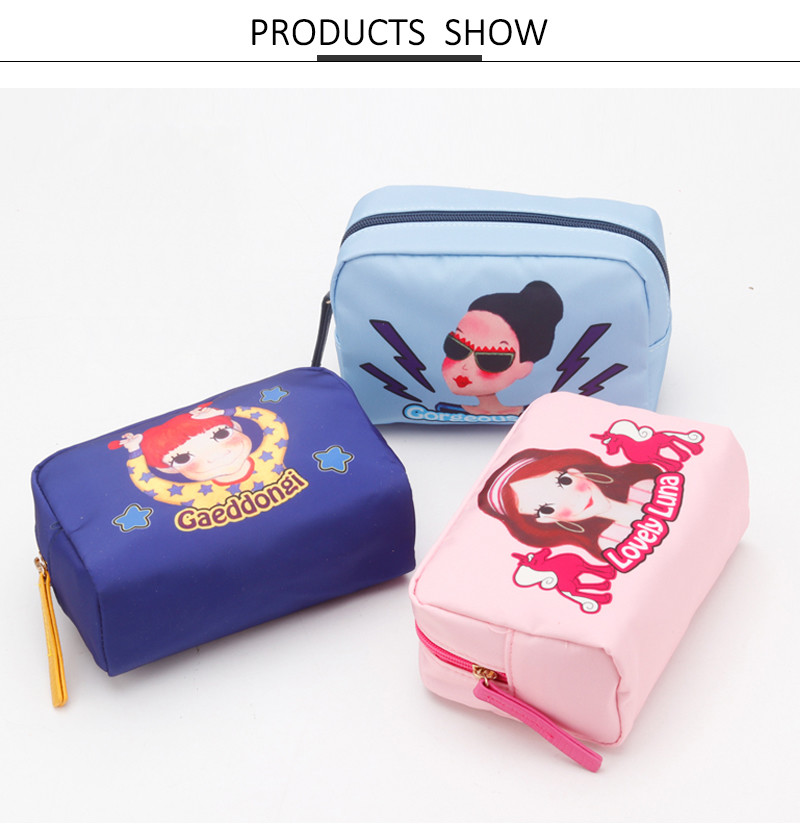 Student'S Zipper Closure Polyester Travel Makeup Pouch