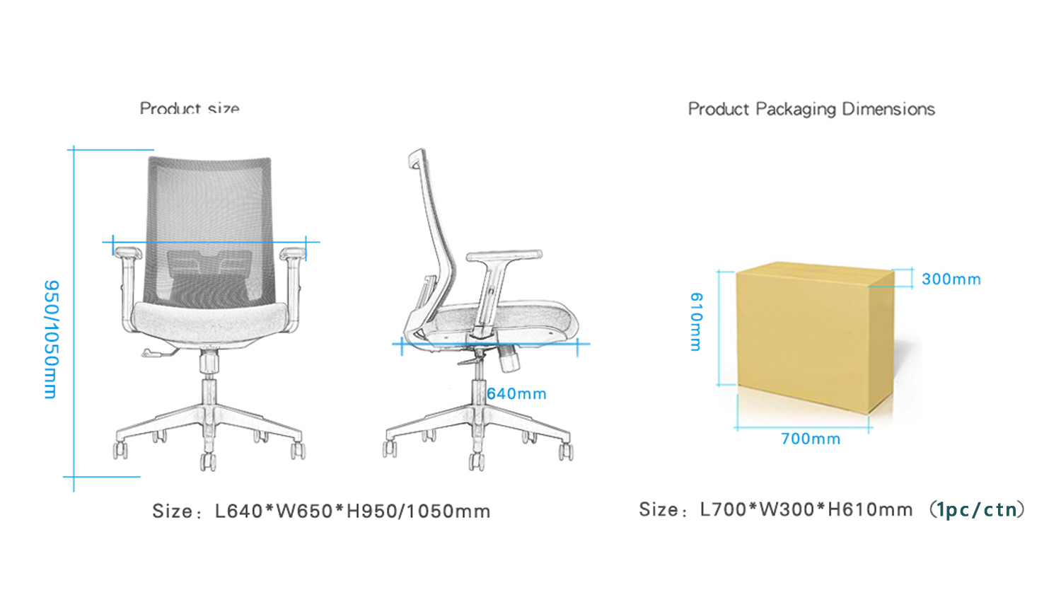 Modern Design Style Fabric Mid-back Mesh Office Executive Chair with 2D Arm Ergonomic