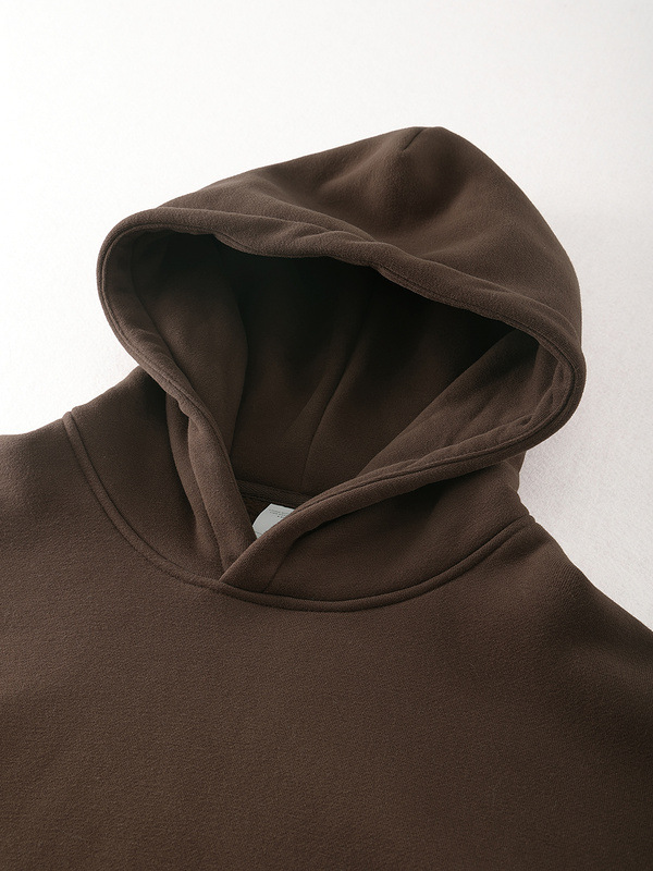 Thick French Terry Fleece Men'S Big Oversized Hoodie Drop Brown Grey Shoulder Hoodies Style Pullover