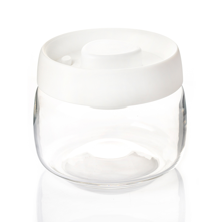 Wholesale Vacuum Jar Food Storage Canister Transparent Borosilicate Glass With Color Lid