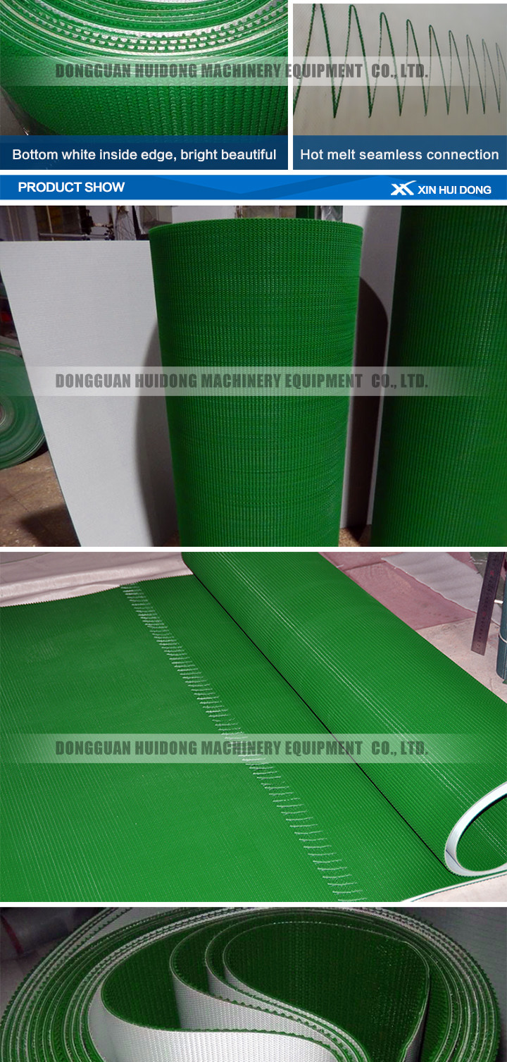 Green Rubber Conveyor Belt PVC Pattern Conveyor Belt Ribbed Custom Design