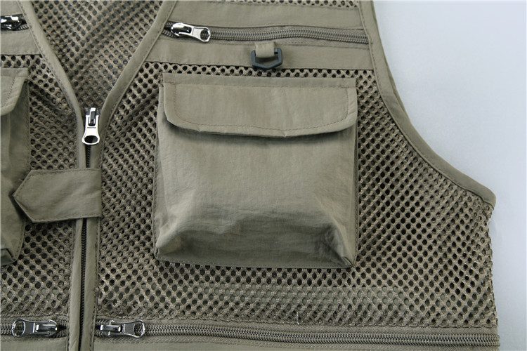 Summer Designer Casual Biker Multi-pocket Mesh Utility Breathable Sleeveless Fishing Plus Size Men's Vests & Waistcoats