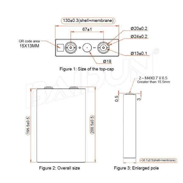3.2V LF105 Lithium Iron Phosphate Battery Pack Rechargeable 3500 Cycles
