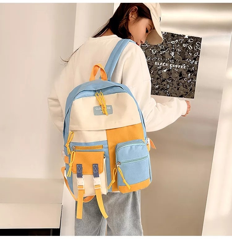 Canvas Backpack School Bag Sets Waterproof Travel Teenagers Backpacks