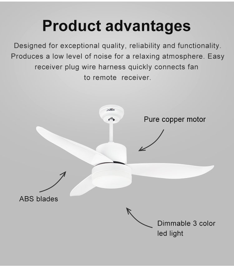 44" ABS 3 Blade AC Motor Remote Control Decorative Electric Fancy Ceiling Fan Light