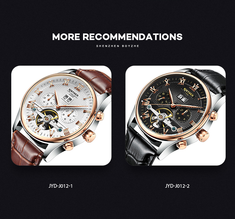 Charm 3ATM leather strap skeleton automatic mechanical men wrist tourbillon watch