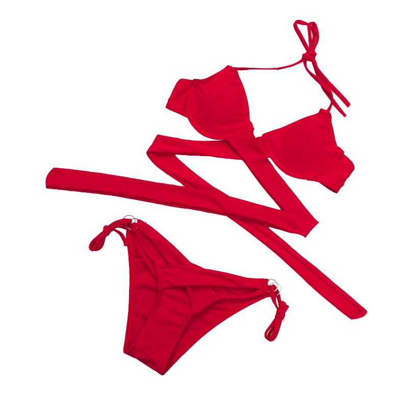 Tiered Layer Tie a Knot Front Top With Low waist Bikini swimsuit high cut