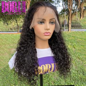 China Pre Plucked Natural Water Wave Human Hair Lace Frontal Wigs with Baby Hair wholesale