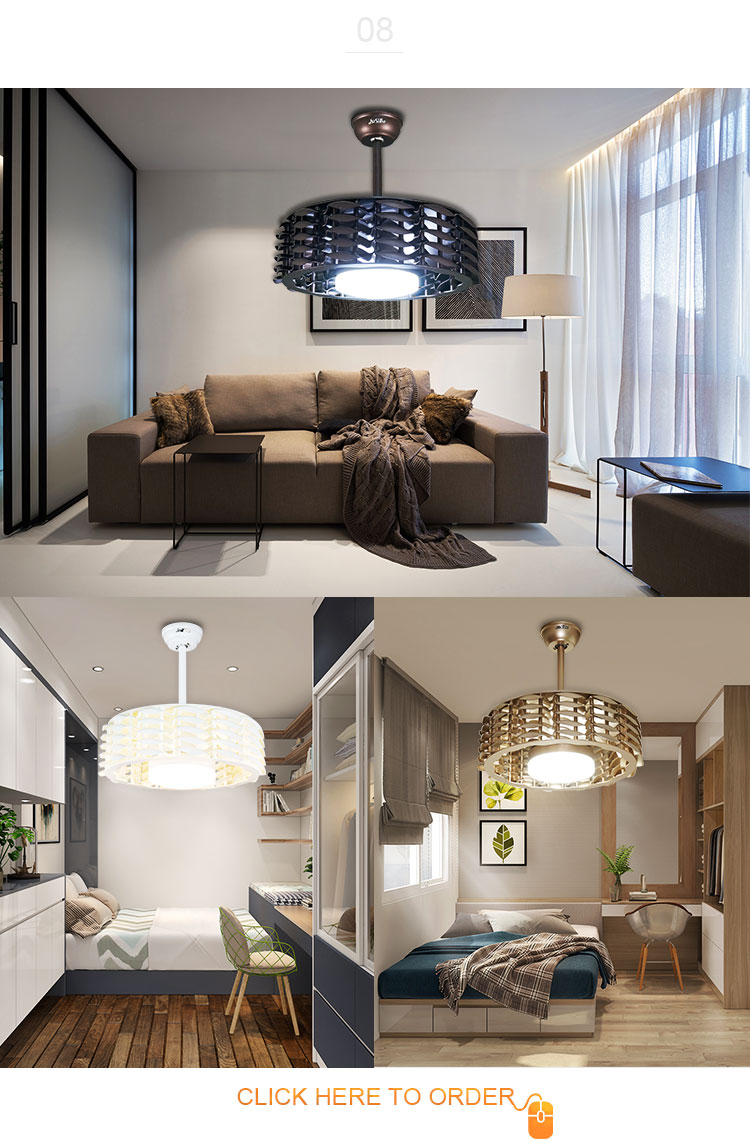 22 Inch LED Ceiling Fan Without Blades in Mulit Colors with Remote Control Switch