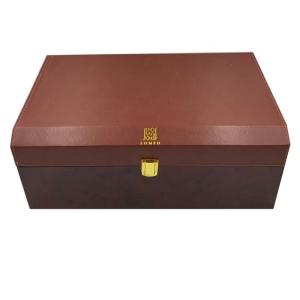 China New Design Half Leather Wooden Perfume Gift Box Arabic Market wholesale