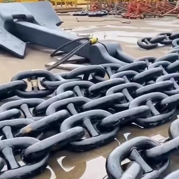 84mm High - Strength Alloy Steel Spray Paint Stud Link Anchor Chain Vessel Positioning